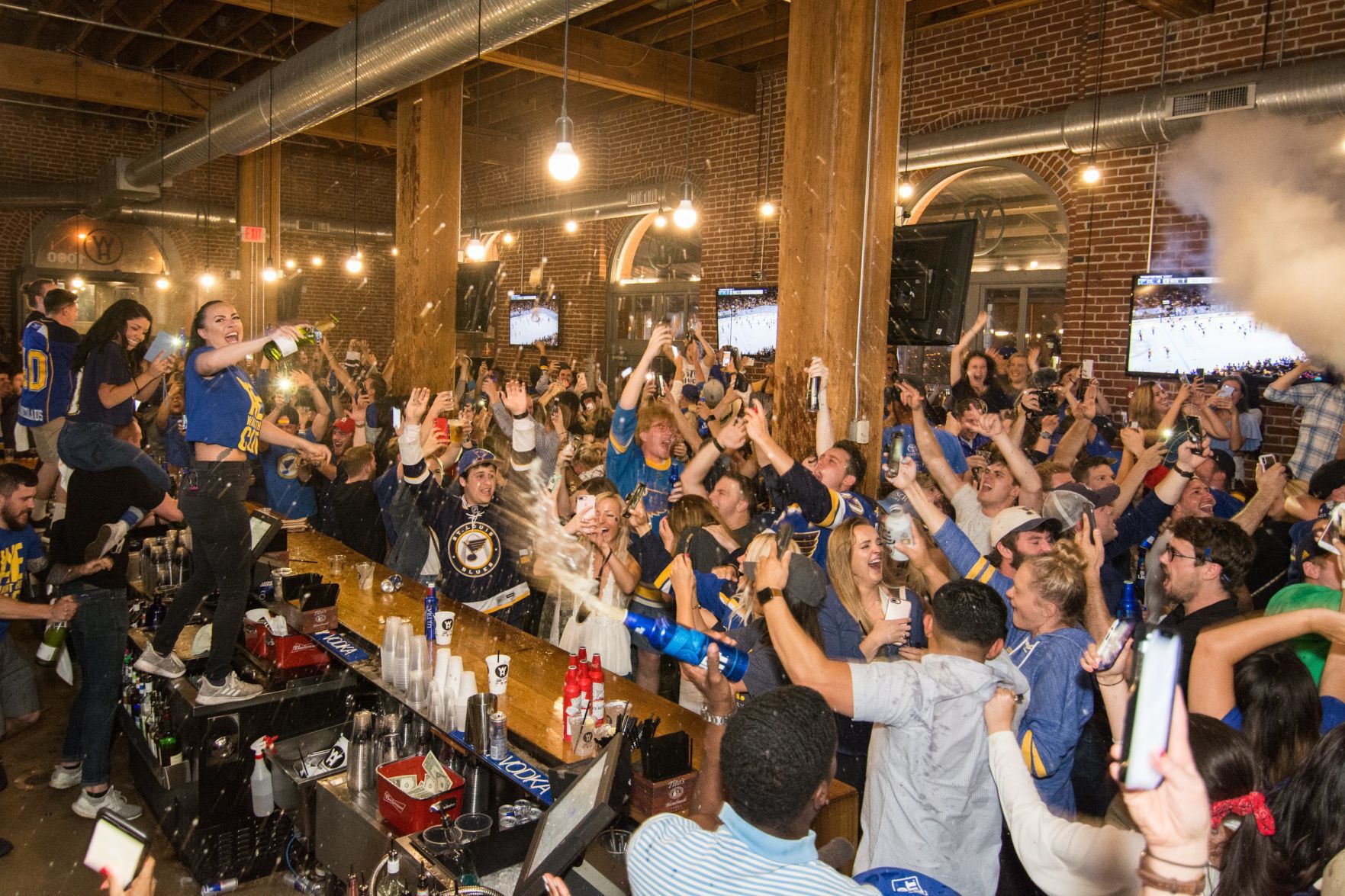 Blues Fans at Wheelhouse during Stanley Cup Final Game 7. Spons